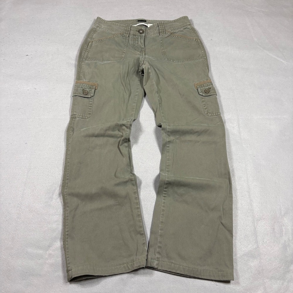 J.Crew City Fit Olive Green Cargo Pants Women Size 0 Cotton Utility Flare Leg